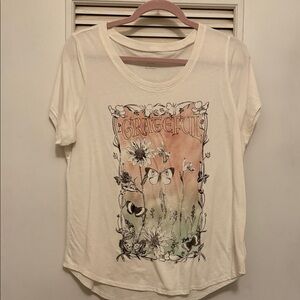 Lucky Brand Grateful Graphic Tee - Cream and Pink